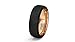 Mens Wedding Band Two Tone Black Rose Gold Tungsten Ring Brushed Center Step Edge 8mm Comfort Fit