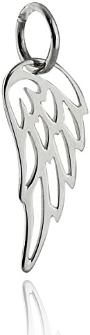 Angel Wing Outline Charm - 925 Sterling Silver - Tiny Single Angels Wing NEW Jewelry Making Supply, Pendant, Charms, Bracelet, DIY Crafting by Wholesale Charms