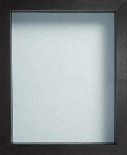 Radcliffe Black Wooden Deep 3D Box Frame 12x12 inch, Light Blue Backing Board * Choice of Sizes* Fitted with Real Glass — image 1