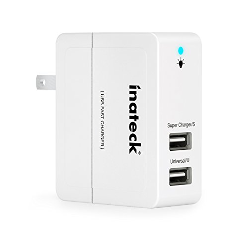 Inateck Dual-Port Compact USB Wall Charger 20W(5V/2.4A & 5V 1.5A) USB Portable Charger All-In-One Travel Charger for iPhone 6S/ 6, iPad Pro/ Mini/ Air, Samsung Galaxy, Smartphones, 5V Tablets, Bluetooth Speakers and More