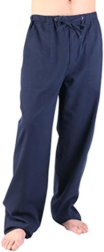 utcoco Qiuse Men's Casual Loose Fit Straight-Legs Stretchy Waist Beach Pants