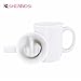 SHENNOSI “Up Yours” Thumbs Up! Middle Finger Ceramic Mug Funny with Hidden Coffee Milk Tea Cup white