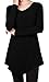 [DRSKIN] Women Handkerchief Hem Long Sleeve Tunic Top (L, Black)