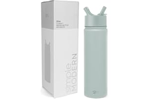 Simple Modern Water Bottle with Straw | Insulated Stainless Steel for Sports Gym | Summit Collection | 22oz | Sea Glass Sage