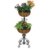 Gardman R525 Two Tier Forge Planter with Coco Liners, Black, 14