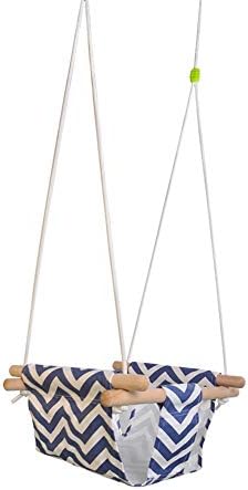 Homie Store Outdoor Toy Children Kindergarten Baby Canvas Swing Hanging Chair Wooden Indoor Small Swinging Basket Rocking Chair with Cushion