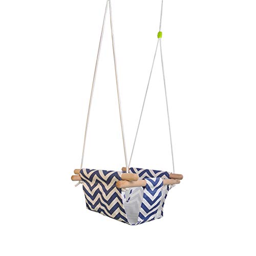Homie Store Outdoor Toy Children Kindergarten Baby Canvas Swing Hanging Chair Wooden Indoor Small Swinging Basket Rocking Chair with Cushion