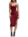 Ninimour Women's Solid Sleeveless Spaghetti Strap Side Slit Bodycon Dress Red