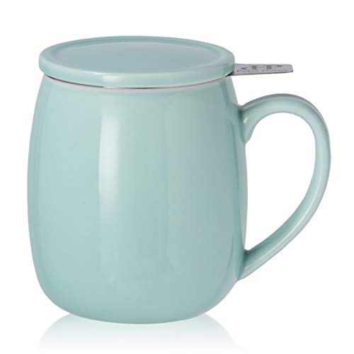 Peacehome Tea Cup Infuser Lid 17.5 OZ Large Ceramic Tea Mug with