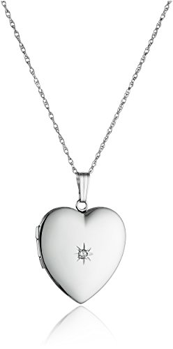 14k White Gold Diamond-Accent Heart Locket, 20"
