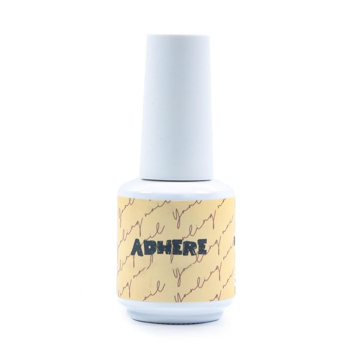 ADHERE Ultra Strong Base Coat Nail Polish, 15ml Long-Lasting Gel Base Coat for Nail Charms & Press on Nails, Soak Off LED Lamp UV Gel Clear Foundation for Salon & DIY Nail Art Design Manicure