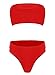 Ybenlow Women's 2 Piece Solid Bandeau Swimsuit Top Bottom Set,Red,X-Large