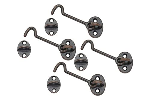 QCAA Forged Brass Cabin Hook Latch & Eye, 2-1/2", Antique Copper, 4 Pack, Made in Taiwan โ image 1