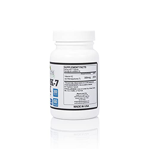 Vitamin K2 MK7 MAX REFORMULATED Extra Strength 300mcg Per Capsule. 60