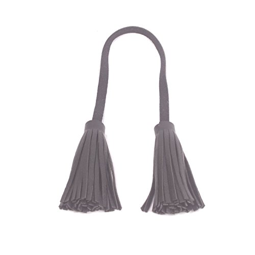 ZOONAI Women Leather Tassel Bag Tag Handbag Wallet Purse Decorations (Black)