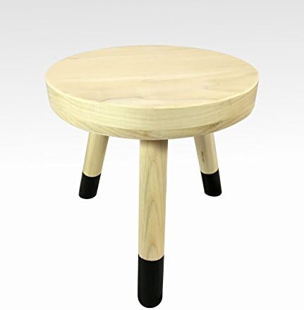 Small Wood Three Legged Stool, Modern Plant Stand in Black and White by Candlewood Furniture, Wooden, Tea Table, Kids Chair, Decorative