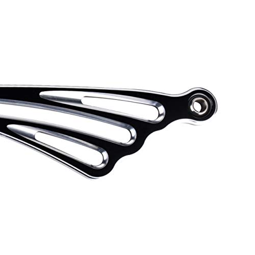 TUINCYN 31CM Wind Shaped Shift Lever for Harley Street Tour Glides Electra Trikes (1984-2016) Deep Cut CNC Motorcycle Front Gear Lever Shifters(Black+ Chrome).