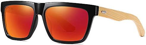 VIAHDA Polarized Sports Glasses Cycling Wood Sunglasses with Bamboo Legs for Riding Driving Fishing Sunglasses