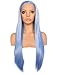 BLUPLE Ice Blue Lace Front Wigs Natural Looking Long Straight Heat Resistant Synthetic Hair Half Hand Tied Wigs Free Part for Fashion Women (22 inches, Straight,Light Blue)