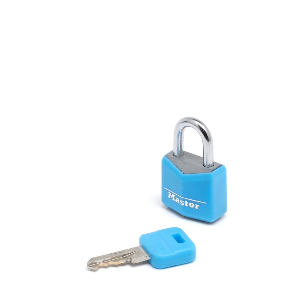 Master Lock 9120EURTCOL Pack of 2 Key Padlocks in Aluminium with Vinyl Cover, Random Color, 2 x 3,4 x 1,4 cm