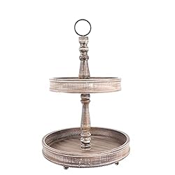 Efavormart 20" Rustic Brown 2-Tier Wooden Serving
