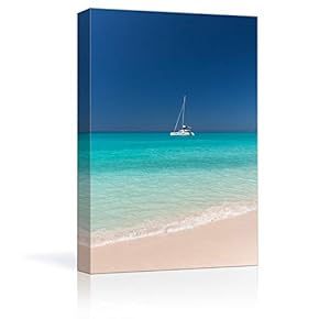 Canvas Wall Art - A Boat Sailing at The Coastline - Giclee Print Gallery Wrap Modern Home Art Ready to Hang - 12x18 inches