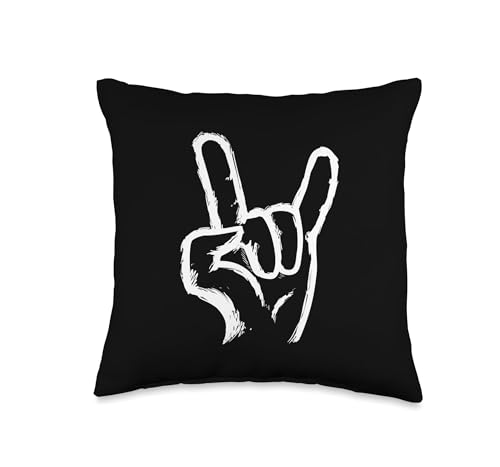 Rock On Hand Sign Symbol Gesture Rock Lover Gift Men Women Throw Pillow