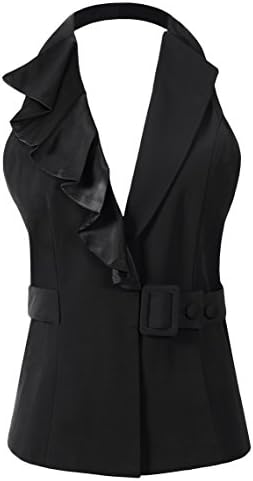 Women's Halter Neck Sleeveless Slim Fit Economy Dressy Suit Vest Waistcoat