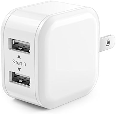 Cute Cube 4.8A 24W Dual USB Ports Travel Wall Charger with SmartID Technology, Foldable Plug, for iPhone, iPad, Samsung Galaxy, HTC Nexus,Others, Bluetooth Speaker Headset &amp; Power Bank, White