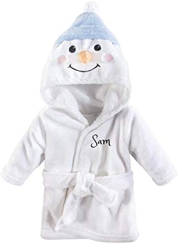 Personalized Baby Bathrobe -Custom Monogram/Name Embroidered Gift/Present /Infant/Baby Shower or Birth Baby Robe & Bathrobe (Snowman)