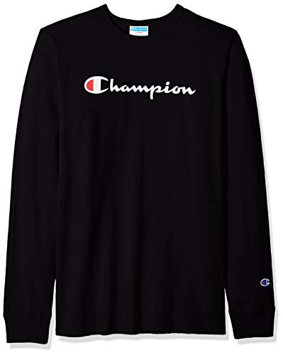 Champion LIFE Men's Heritage Long Sleeve Tee, Black/Ink Graphic/Script, Medium