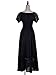 Anna-Kaci Peasant Maiden Boho Inspired Cap Sleeve Lace Trim Maxi Dress, Black, Large