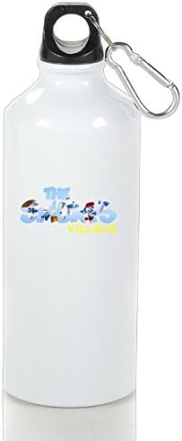 ZMILY Blue Animal Playing Portable Aluminum Sports Water Bottle White With Carabiner Hook 400ml