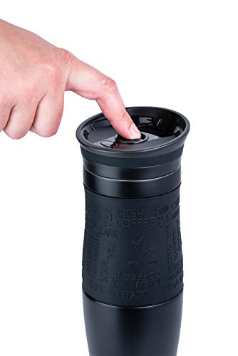 WELLGRO Thermobecher 400 ml + 1 Extradeckel - Edelstahl rostfrei - Silikon Soft-Touch Griffstück - BPA-frei… – Bild 5