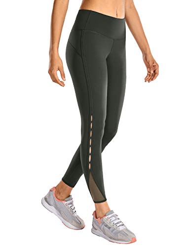 CRZ YOGA Women’s Naked Feeling High Waist 7/8 Tight Yoga Pants Workout Leggings -25 Inches Olive Green 25″ L