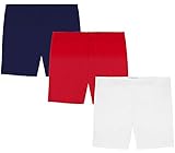 My Way Girls' Value Pack Solid Cotton Bike Shorts - Navy, Red, and White - 6