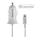 Car Charger, Nexcon Apple MFi Certified 2.4A Lightning Car Charger with Integrated Built-in Apple 8-Pin Coiled Cord for iPhone 8/ 8 Plus/ X/ 6s / 6/ Plus SE 5S iPad Pro Air 2 mini 4/3 iPod 5, White