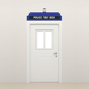 Dr Who Tardis Police Call Box Door Topper, Peel and Stick Fabric Decal (40