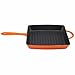 Zelancio Cookware Enameled Cast Iron Grill Pan - Square 10 Inch Pan is Perfect for Steak, Grilled Cheese, Panini's and more (Tangerine Orange)