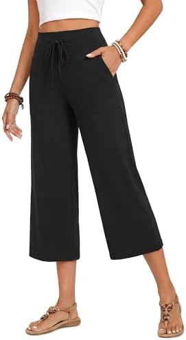 Amazon.com: DIBAOLONG Womens Capri Pants Loose Yoga Pants Wide Leg