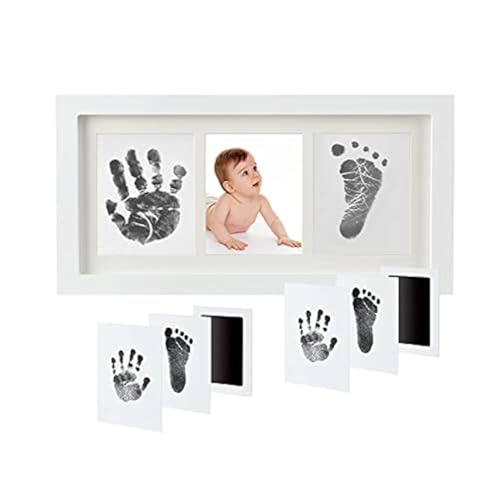 Baby Prints Handprint and Footprint Kit, Newborn Hand and Footprint Keepsake with 2 Safe Clean-Touch Inkless Ink Pad, Gift to New Parents or Baby Boys Girls Shower Registry