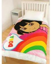 Cotton Mills Official Disney Kids Cartoon Characters Children Soft Fleece Blanket/Throw (Dora the Explorer - Rainbow)