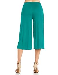 Moda California para dama 1, 2 paquete de 3 cintura elástica Jersey culotte Pantalones Capri con bolsillos (S-XXXXXL)