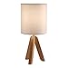 Light Accents Nightstand Table Lamp - with Natural Wooden Tripod Base with Linen Shade - Bedside Table Lamp