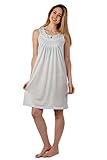 Women's Sleepwear & Pajama - Cotton Blend Casual Night Dress Smok Sleeveless Nightgown By Caldore