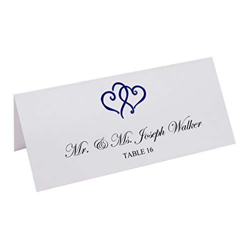 Documents and Designs Linked Hearts Easy Print Place Cards (Select Color/Quantity), Pearl White, Navy, Set of 75 (13 Sheets) - Thumbnail 5