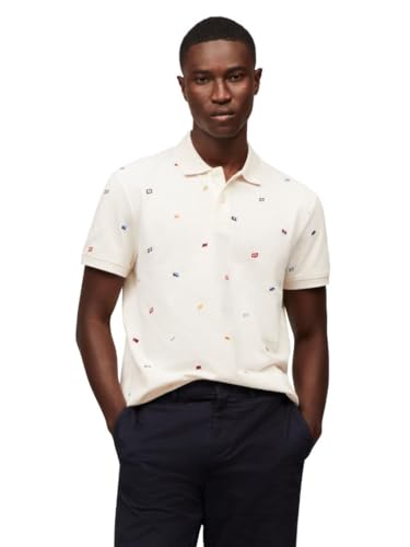 Tommy Hilfiger Men’s Critter Regular Short Sleeve Polo, Ivory Petal Large
