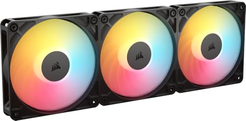 CORSAIR RS120-R Ventole ARGB PWM 120mm Inverse Flow – 3 Pezzi – 8 LED RGB, Connessioni ARGB a +5V, Alta Pressione Statica, Daisy-Chain, Cuscinetto Magnetico, Modalità Zero RPM – Nero
