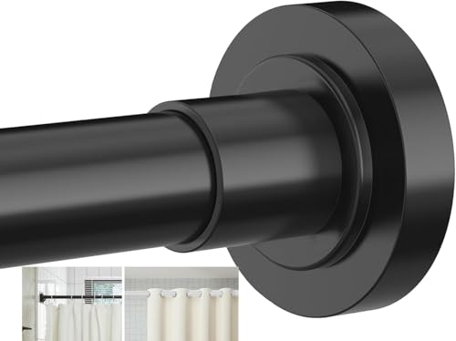 Barra de Cortina Baño LUANMA, Tubo Cortina Ducha (70-110CM), Negro, Acero Inoxidable 304, Montaje Pared, Sin Perforación, Extensible
