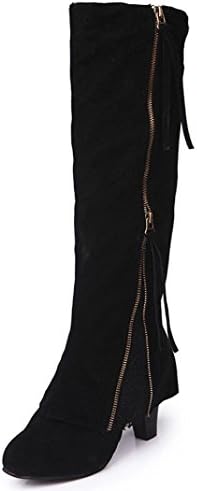Women Boots, ღ Ninasill ღ Exclusive Wedge Buckle Biker Ankle Trim high-heeled Zip Lace Ankle Boot Shoes (6, Black)